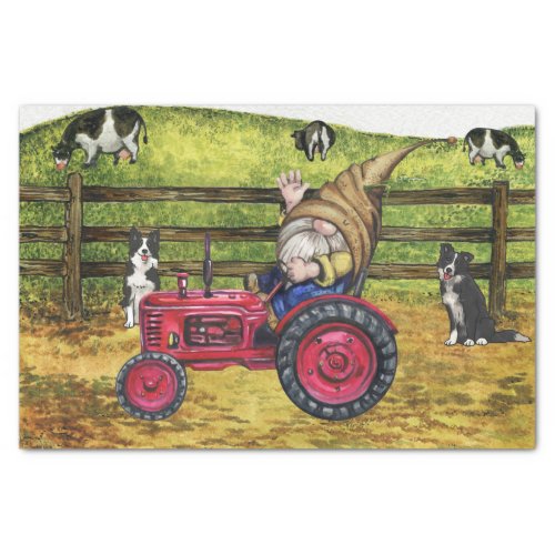 Dairy Farmer Country Gnome Tractor Landscape Tissue Paper