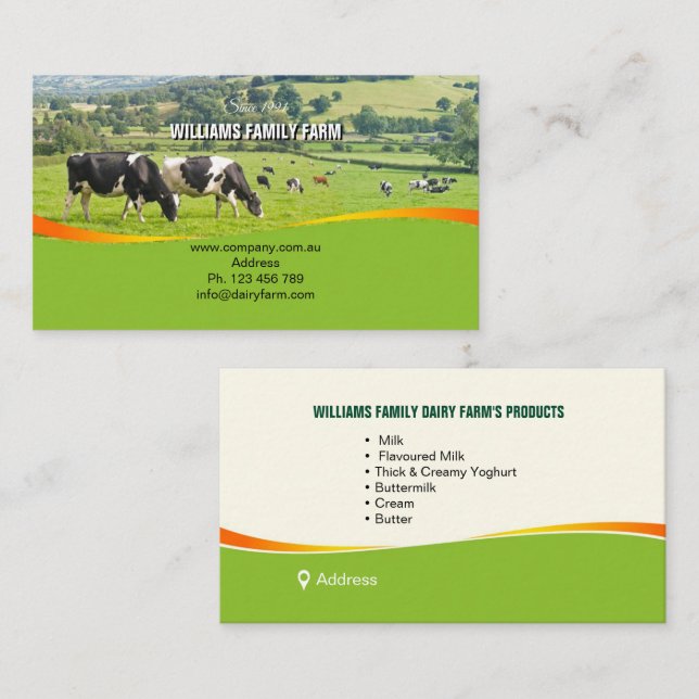 Dairy Farms, cattle, agriculture,  Business Card (Front/Back)