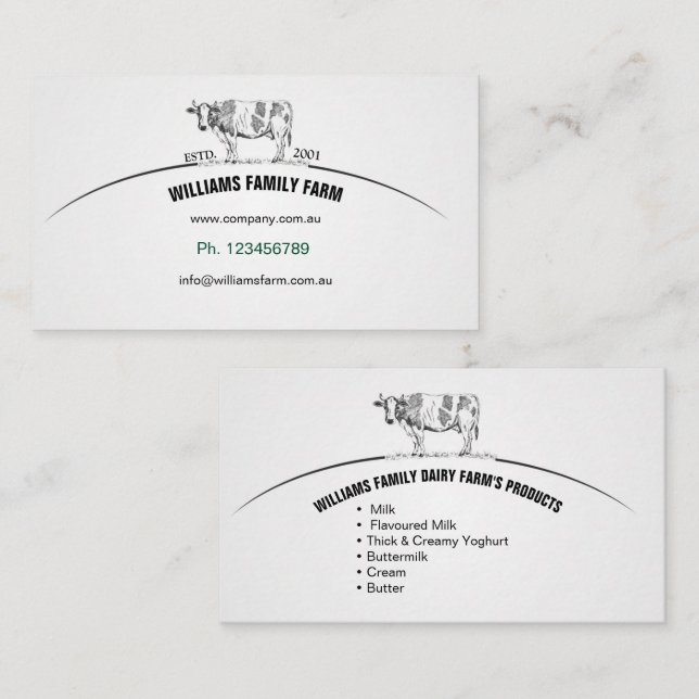 Dairy Farms, cattle, agriculture,  Business Card (Front/Back)