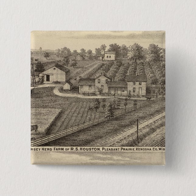 Dairy farms of RS Houston and WC White Pinback Button (Front)