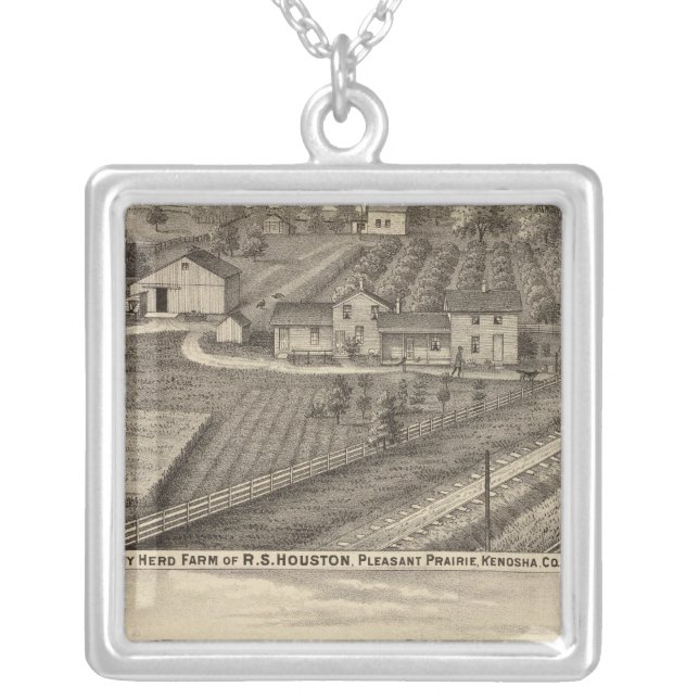 Dairy farms of RS Houston and WC White Silver Plated Necklace (Front)