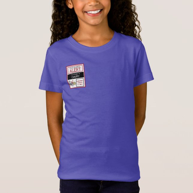 Dairy Food Allergy Alert Badge Style T-Shirt (Front)