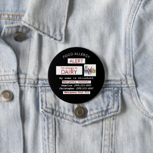 Dairy Food Allergy Alert Easy Edit Label Button