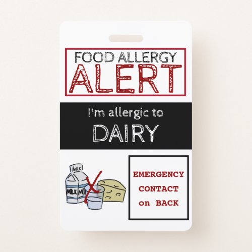 Dairy Food Allergy Alert Label Badge