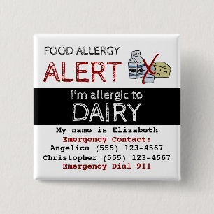 Dairy Food Allergy Alert Label Button