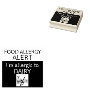 Dairy Food Allergy Alert Rubber Stamp