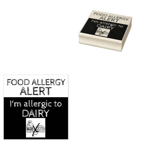 Dairy Food Allergy Alert Rubber Stamp