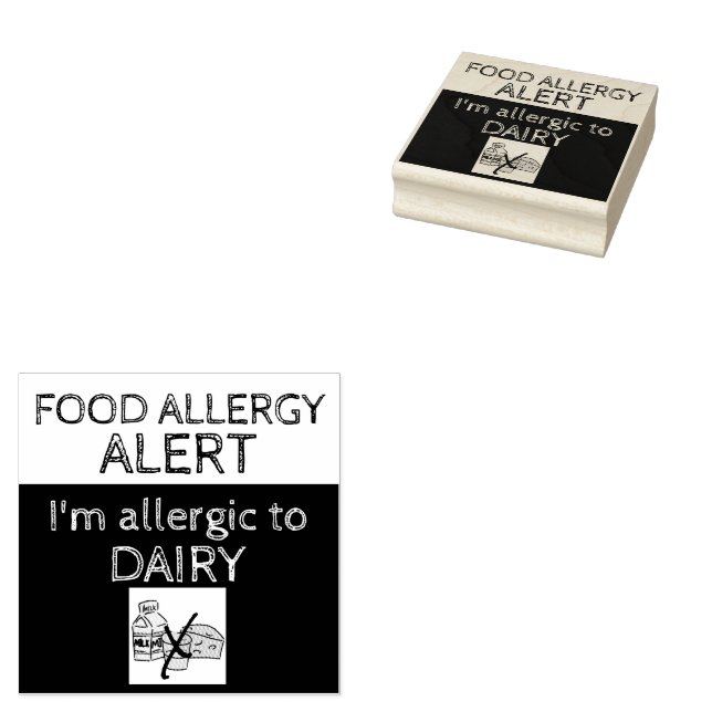 Dairy Food Allergy Alert Rubber Stamp (Stamped)