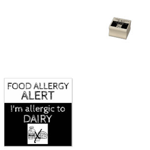 Dairy Food Allergy Alert  Rubber Stamp