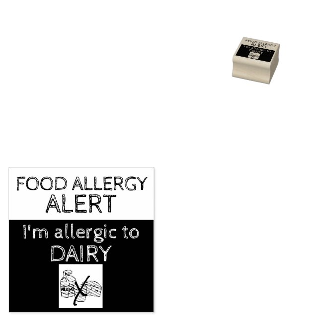 Dairy Food Allergy Alert  Rubber Stamp (Stamped)