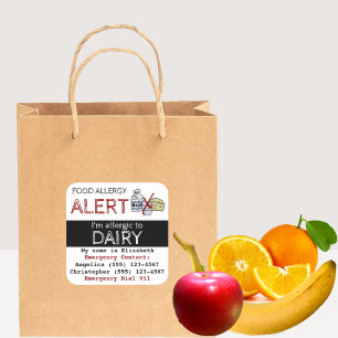 Dairy Food Allergy Square Sticker