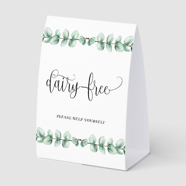 Dairy Free Eucalyptus Paper Table Tent (Front)
