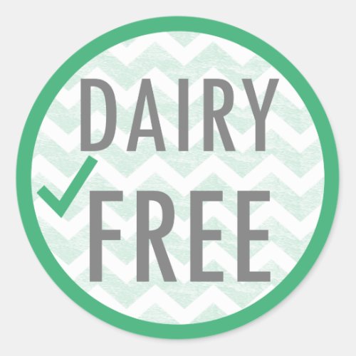 Dairy Free Food Allergy Baking Green Chevron Classic Round Sticker