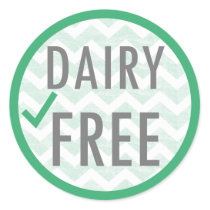 Dairy Free Food Allergy Baking Green Chevron Classic Round Sticker