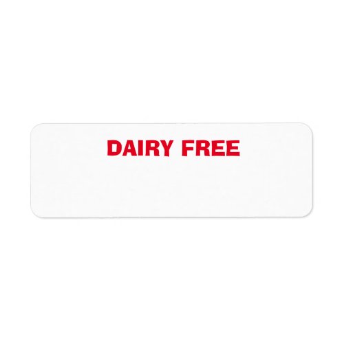 Dairy Free health concern condition Label