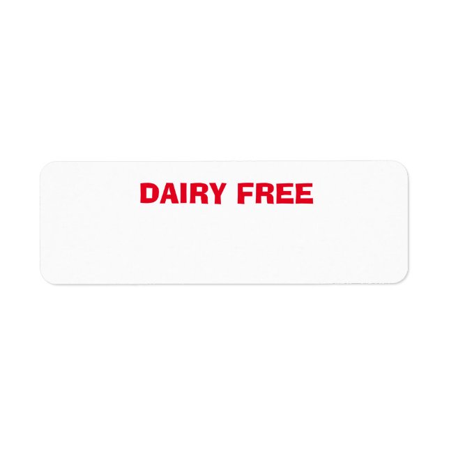 Dairy Free health concern, condition Label (Front)