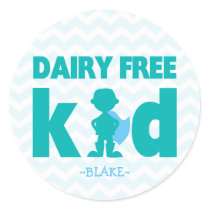 Dairy Free Kid Superhero Boy Allergy Stickers