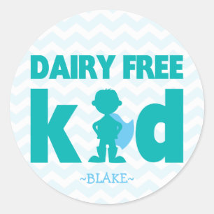 Dairy Free Kid Superhero Boy Allergy Stickers