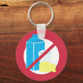 Dairy Free Red No Lactose or Dairy Allergy Alert Keychain (Front)
