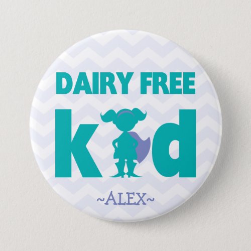 Dairy Free Superhero Girl Button