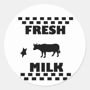 Dairy Fresh Cow Milk Classic Round Sticker by Chiplanay at Zazzle