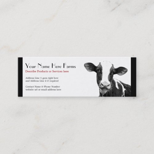 Dairy or Holstein Cattle Ranch Mini Business Card