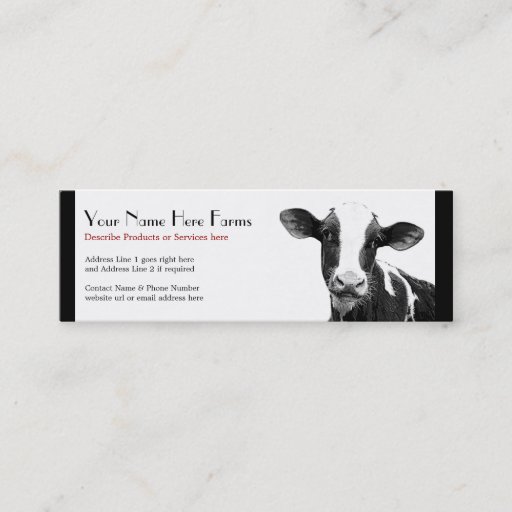 Customizable Dairy or Holstein Cattle Ranch Business Card Template