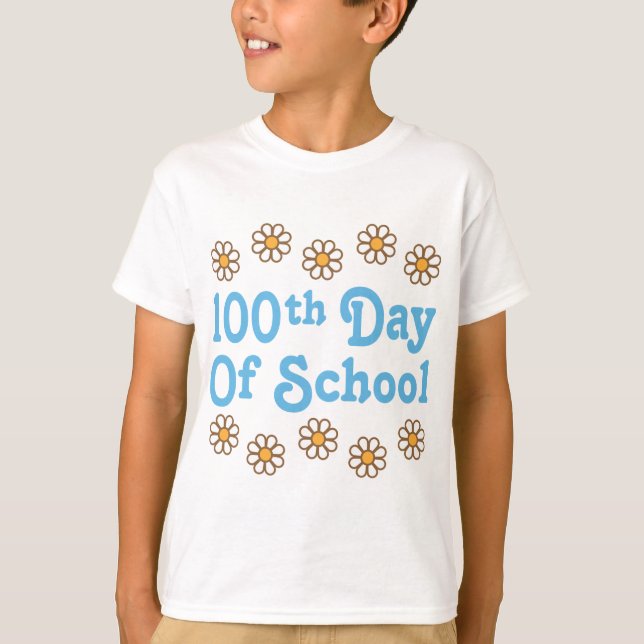 Daisies 100th Day Of School Teacher Gift T-Shirt (Front)