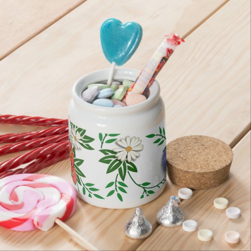 Daisies and Bachelors Buttons Candy Jar