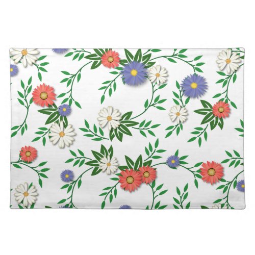 Daisies and Bachelors Buttons Cloth Placemat