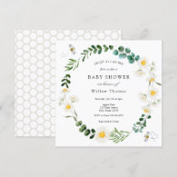 Daisies and Bees Baby Shower Invitation