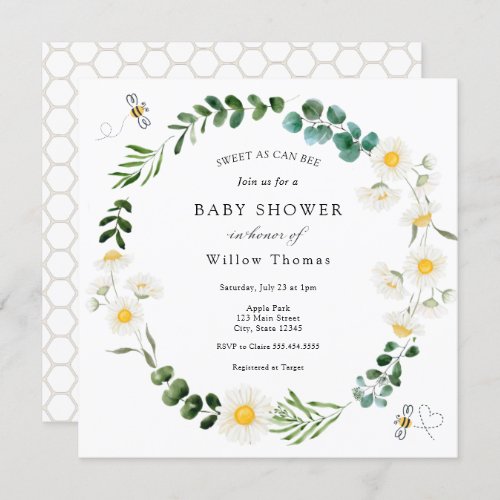 Daisies and Bees Baby Shower Invitation