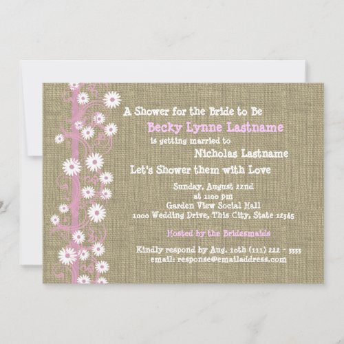 Daisies and Burlap Pink Bridal Shower Invitation