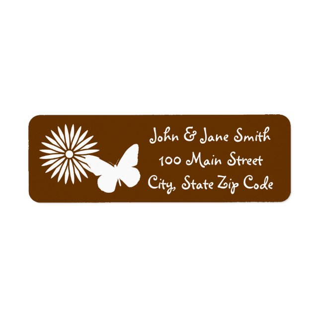 Daisies and Butterflies in Chocolate Address Label (Front)