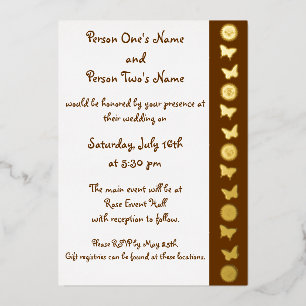 Daisies and Butterflies in Chocolate Foil Invitation