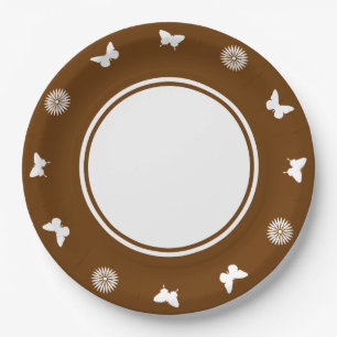 Daisies and Butterflies in Chocolate Paper Plate