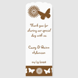 Daisies and Butterflies in Chocolate Wedding Favor Bookmarks