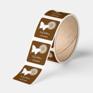 Daisies and Butterflies in Chocolate Wedding Square Sticker