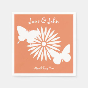 Daisies and Butterflies in Coral Napkins