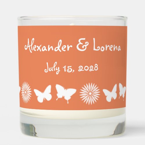 Daisies and Butterflies in Coral Scented Candle