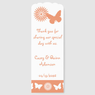 Daisies and Butterflies in Coral Wedding Favor Bookmarks