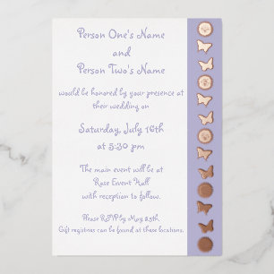 Daisies and Butterflies in Lavender Foil Invitation