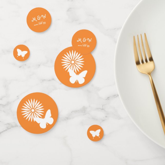 Daisies and Butterflies in Orange Table Confetti (Group)
