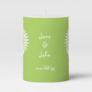 Daisies and Butterflies in Peridot  Pillar Candle