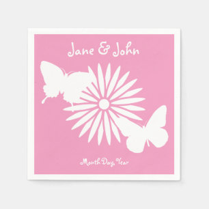 Daisies and Butterflies in Petal Pink Napkins