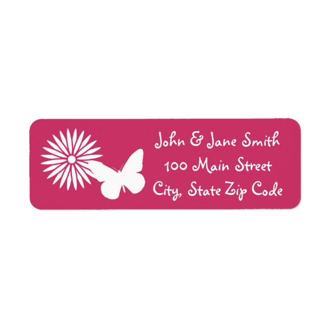 Daisies and Butterflies in Raspberry Address Label (Front)