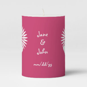 Daisies and Butterflies in Raspberry Pillar Candle