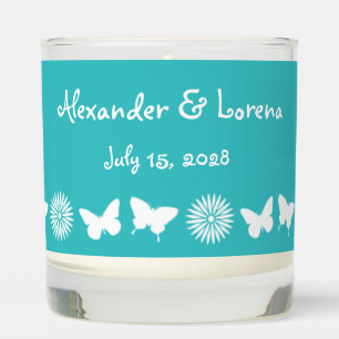 Daisies and Butterflies in Turquoise Scented Candle
