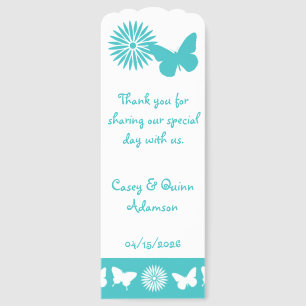 Daisies and Butterflies in Turquoise Wedding Favor Bookmarks