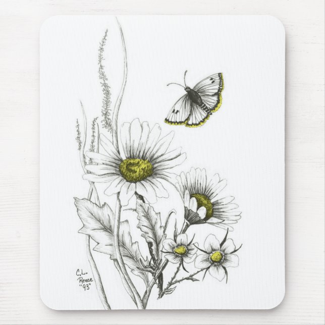 Daisies and Butterfly Mousepad (Front)
